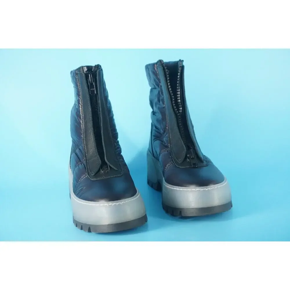 Aquatalia Amii Leather Nylon Zip Ankle Boots SZ 7 NIB $550 Platform Rain Snow